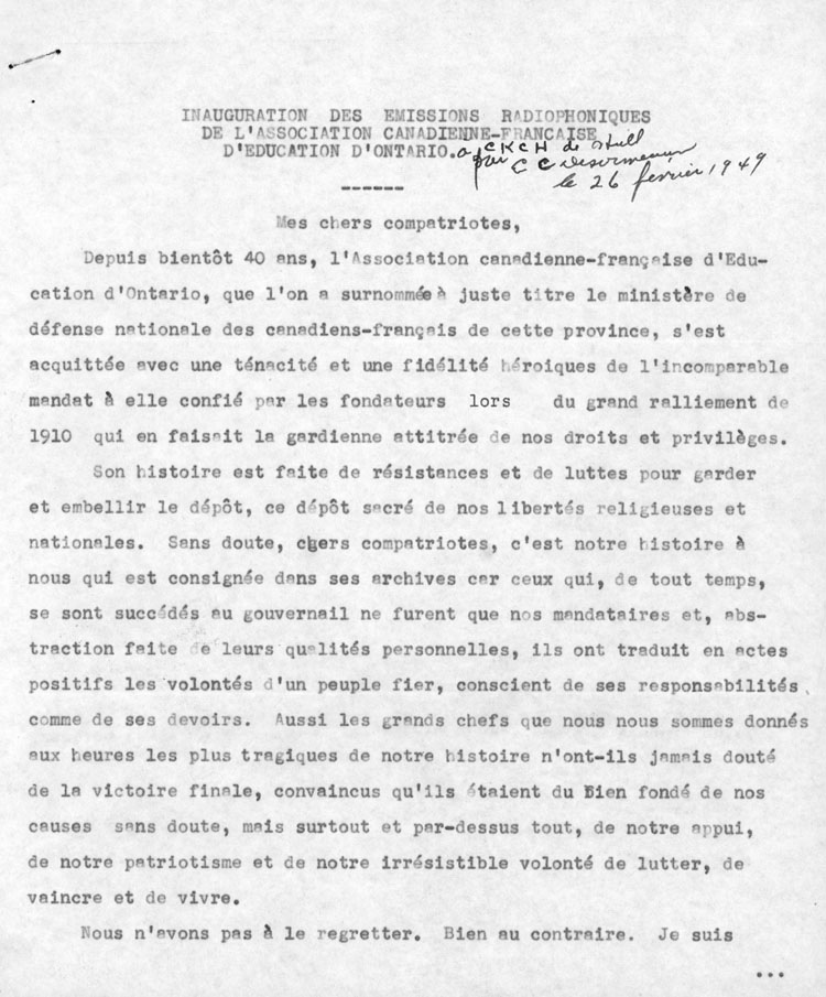 Texte de la premi&egrave;re causerie