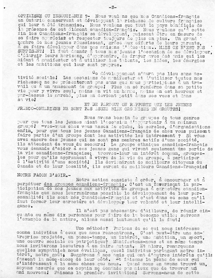 Bulletin de l'Association de la jeunesse franco-ontarienne