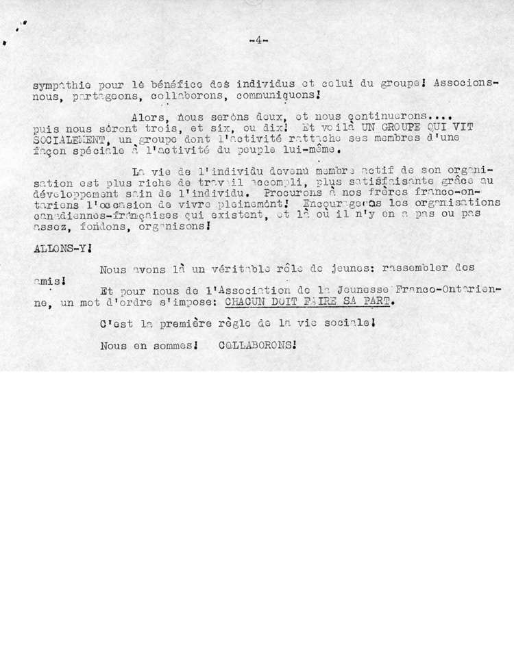 Bulletin de l'Association de la jeunesse franco-ontarienne