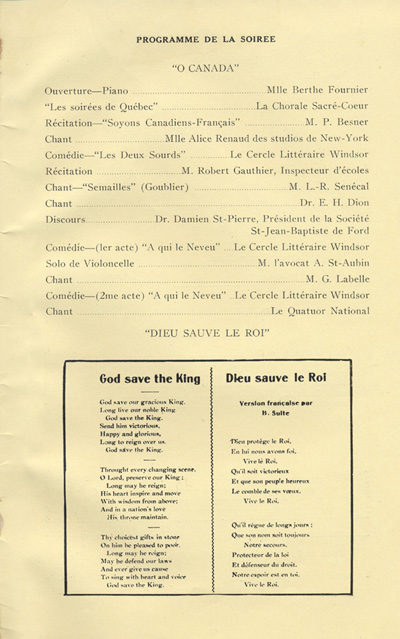 c&eacute;l&eacute;bration annuelle de la Soci&eacute;t&eacute; Saint-Jean-Baptiste de l'Ouest d'Ontario (1928)