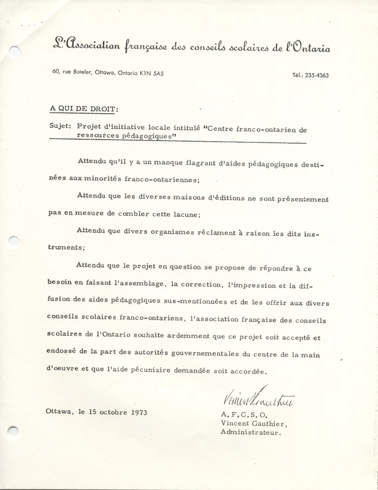 Lettre de soutien de Vincent Gauthier