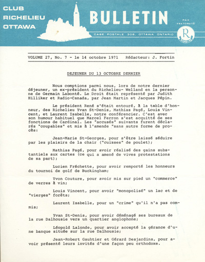 Bulletin du Club Richelieu Ottawa (1971)