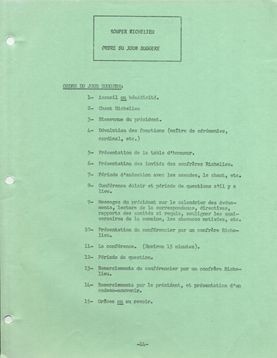 &laquo;&nbsp;Souper Richelieu. Ordre du jour sugg&eacute;r&eacute;&nbsp;&raquo;