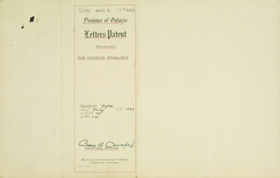 Lettres patentes du club Richelieu Ottawa-Hull