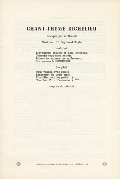 &laquo;&nbsp;Chant-th&egrave;me Richelieu&nbsp;&raquo;