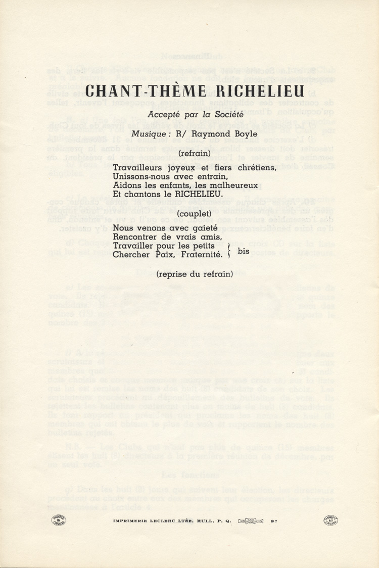 &laquo;&nbsp;Chant-th&egrave;me Richelieu&nbsp;&raquo;