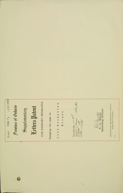 Lettres patentes additionnelles du club Richelieu Ottawa-Hull, 1965
