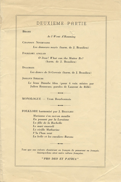 Programme du spectacle du 10e anniversaire