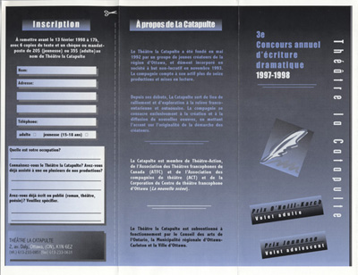 R&egrave;glements et fiche d'inscription au Concours annuel d'&eacute;criture dramatique  (1997)