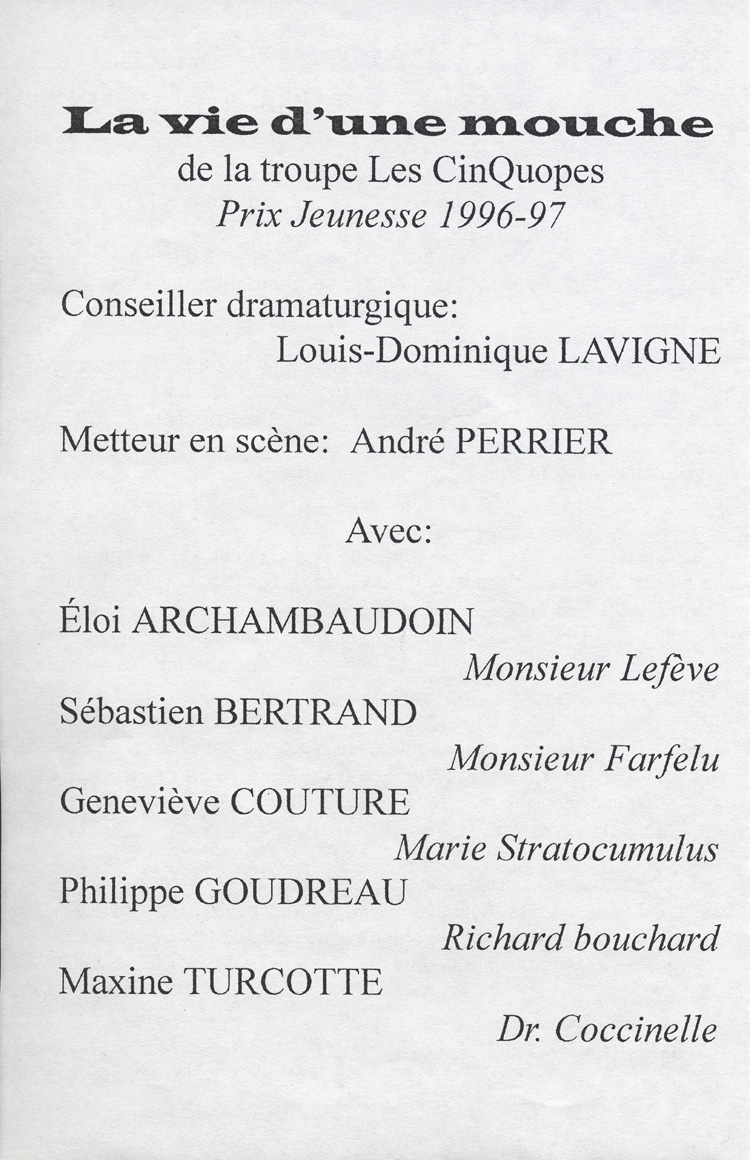Programme de la mise en lecture des pi&egrave;ces prim&eacute;es au Concours annuel d'&eacute;criture (1997)