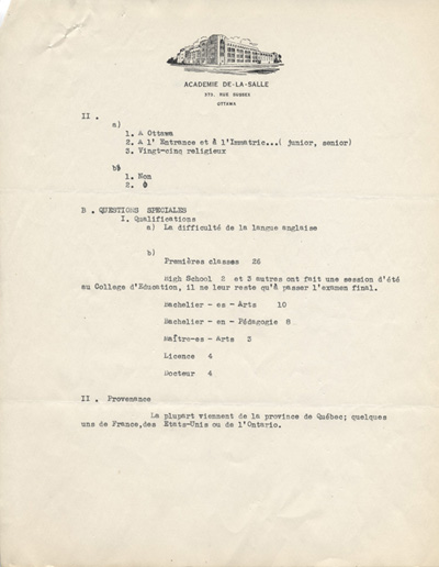 Reproduction de la deuxi&egrave;me page d'un rapport des Fr&egrave;res des &eacute;coles chr&eacute;tiennes &agrave; l'Association canadienne-fran&ccedil;aise d'&eacute;ducation d'Ontario, 3 f&eacute;vrier 1938.
