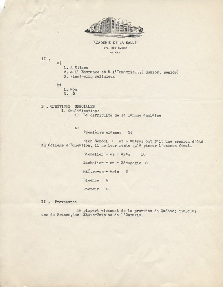 Reproduction de la deuxi&egrave;me page d'un rapport des Fr&egrave;res des &eacute;coles chr&eacute;tiennes &agrave; l'Association canadienne-fran&ccedil;aise d'&eacute;ducation d'Ontario, 3 f&eacute;vrier 1938.