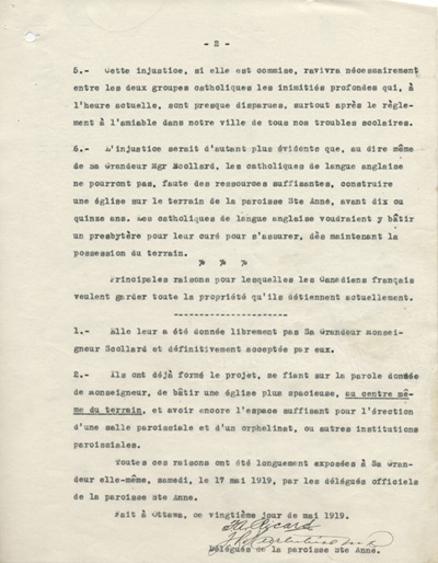 Lettre de la part des d&eacute;l&eacute;gu&eacute;s officiels de la paroisse Sainte-Anne-des-Pins de Sudbury