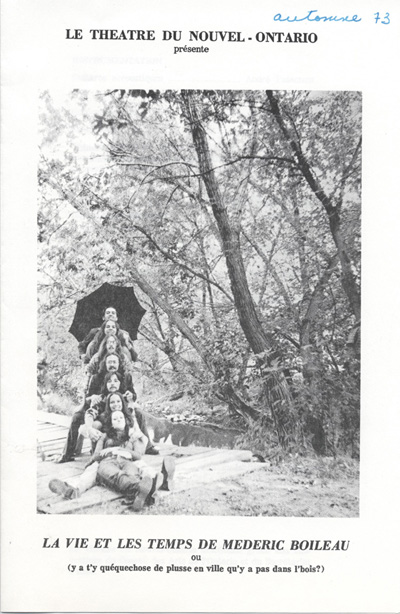Programme de la pi&egrave;ce de th&eacute;&acirc;tre La Vie et les temps de M&eacute;d&eacute;ric Boileau (1973)