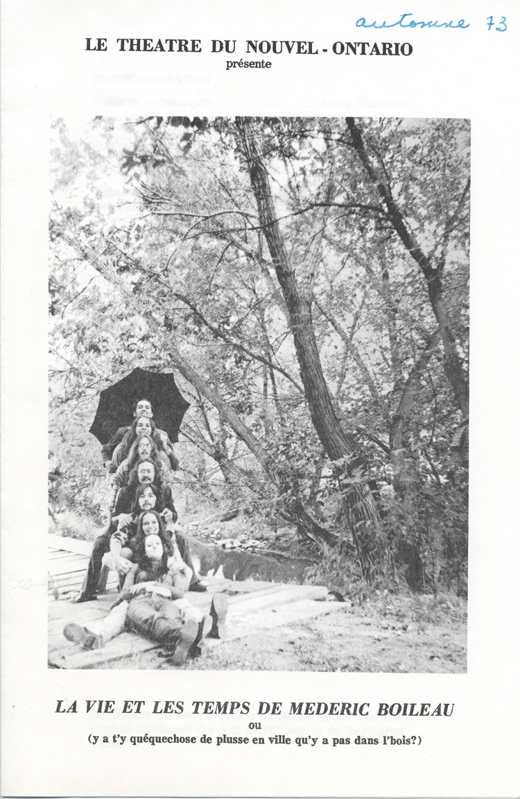 Programme de la pi&egrave;ce de th&eacute;&acirc;tre La Vie et les temps de M&eacute;d&eacute;ric Boileau (1973)