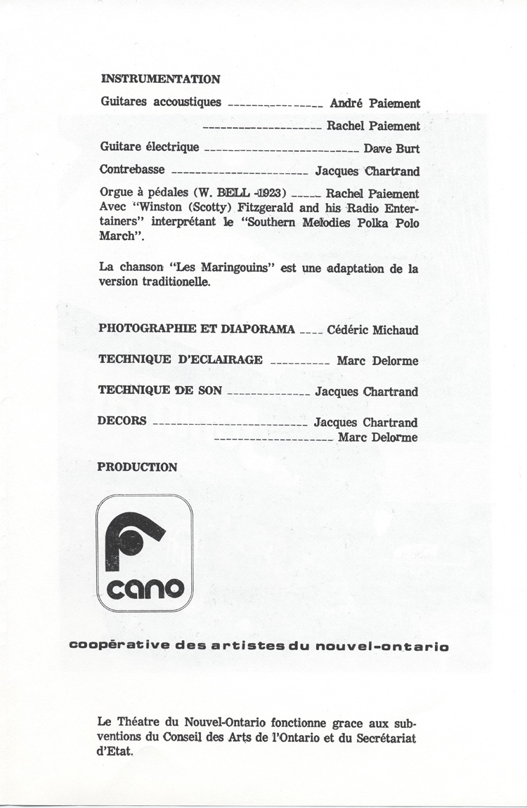 Programme de la pi&egrave;ce de th&eacute;&acirc;tre La Vie et les temps de M&eacute;d&eacute;ric Boileau (1973)