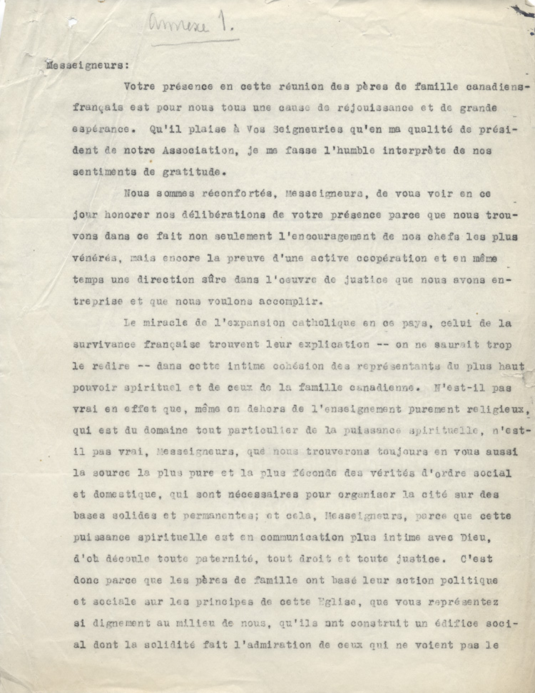 Allocution du S&eacute;nateur Napol&eacute;on-Antoine Belcourt