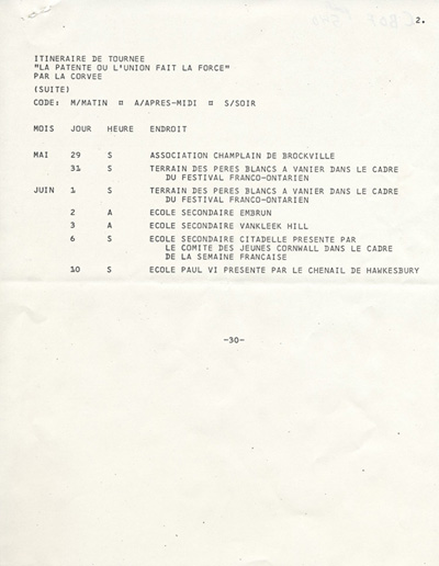 Communiqu&eacute; de presse de la tourn&eacute;e de la cr&eacute;ation collective La Patente&nbsp;ou L'Union fait la force (1977)