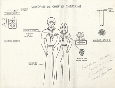 Dessin des uniformes de chef et cheftaine