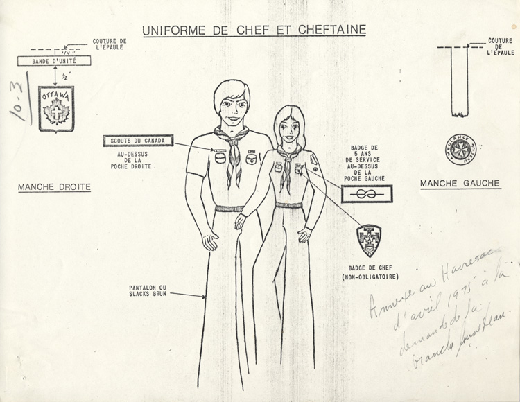 Dessin des uniformes de chef et cheftaine