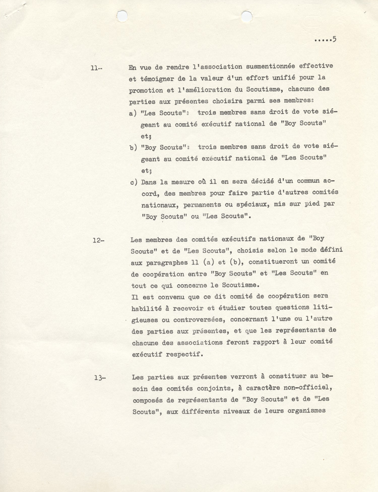 accord sign&eacute; le 22 f&eacute;vrier 1967 entre la Boy Scouts Association of Canada et l'Association des scouts catholiques du Canada