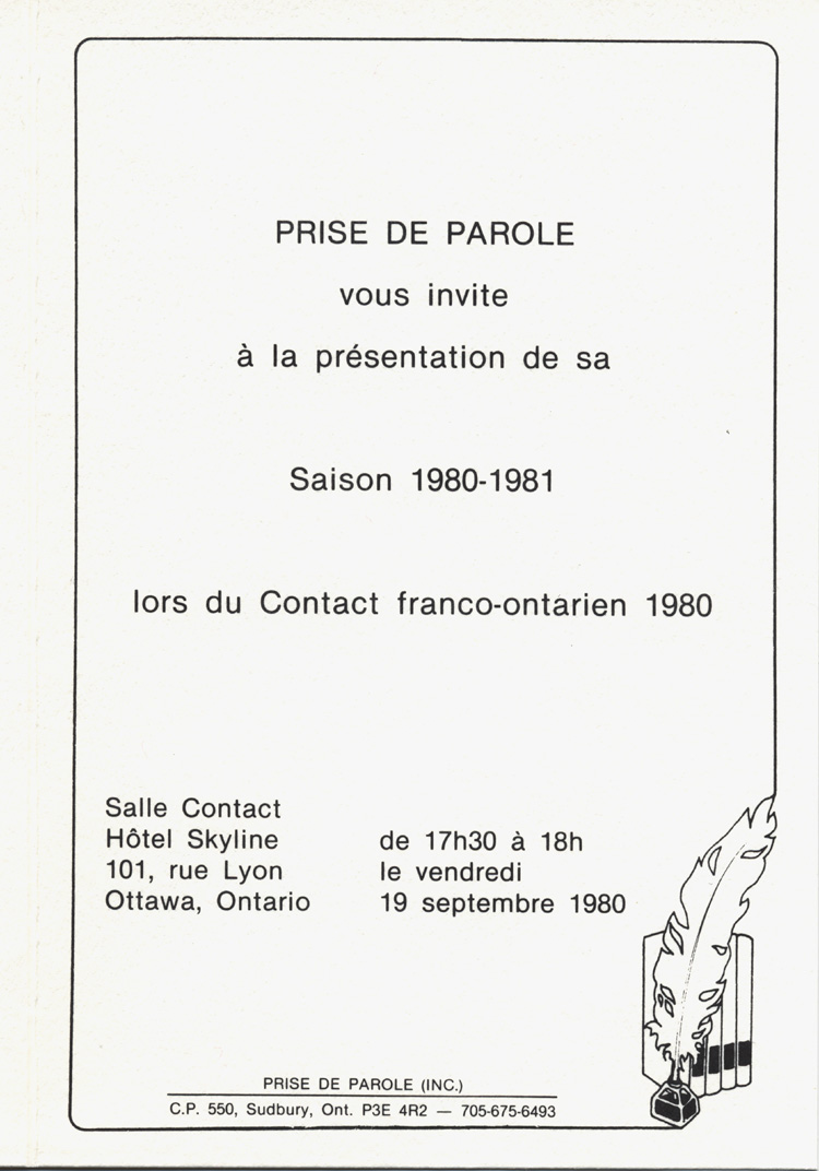 Carton d'invitation &agrave; la pr&eacute;sentation de la saison 1980