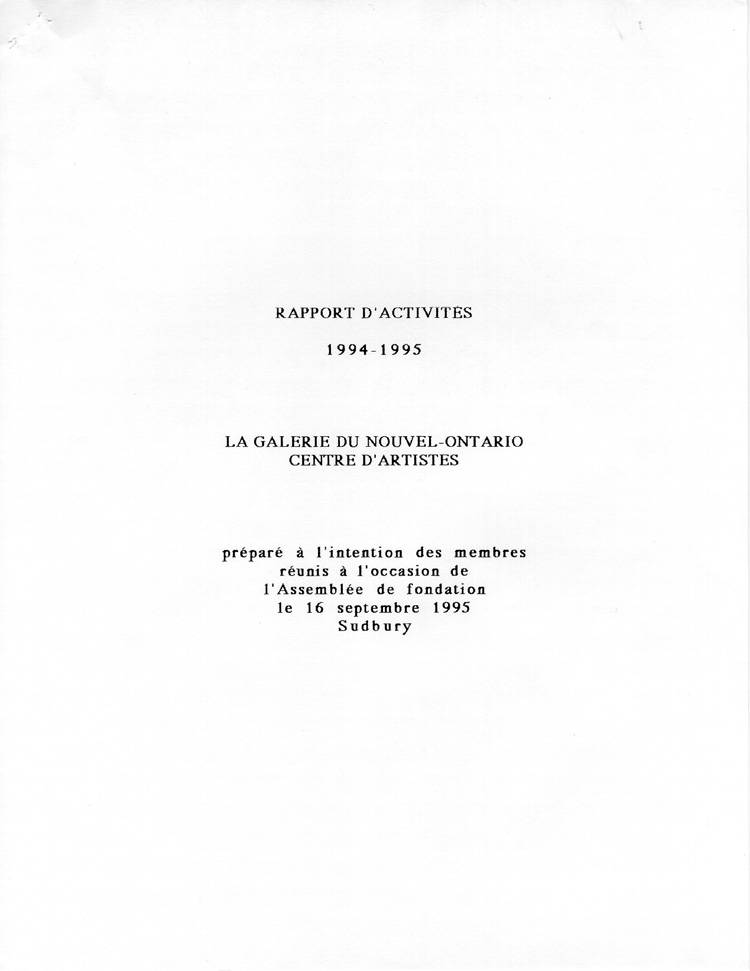 Rapport d'activit&eacute;s 1994-1995 