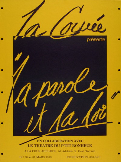 Affiche de la pi&egrave;ce La Parole et la Loi (1979)