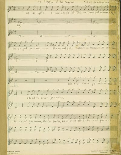 &laquo;&nbsp;La Cigale et la fourmi &raquo; mis en musique par Joseph Beaulieu