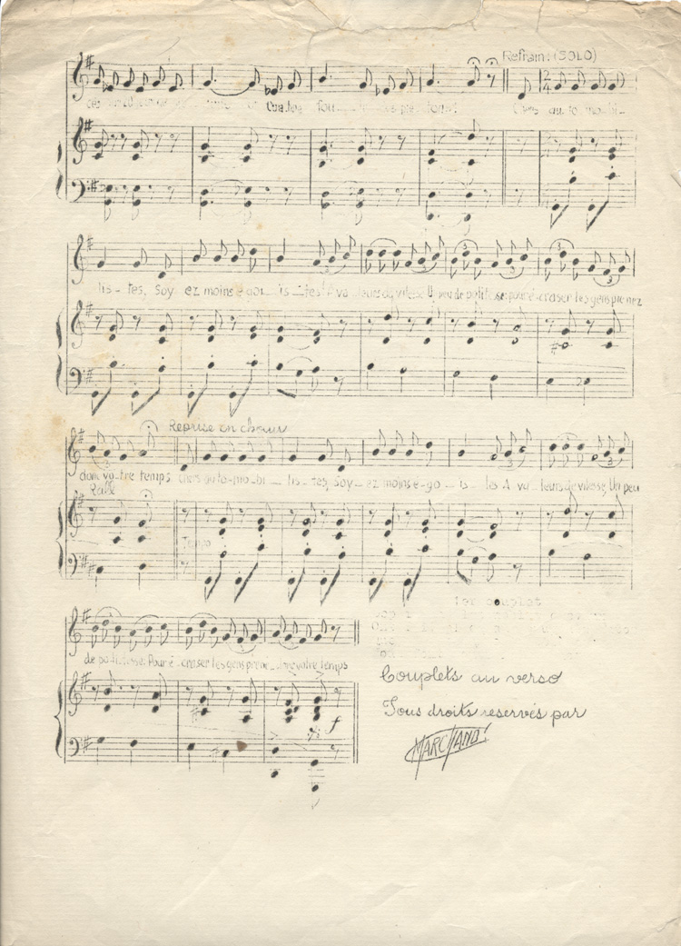 &laquo;&nbsp;La course &agrave; la mort&nbsp;&raquo;, paroles de Maurice Morisset et musique de Oscar O'Brien