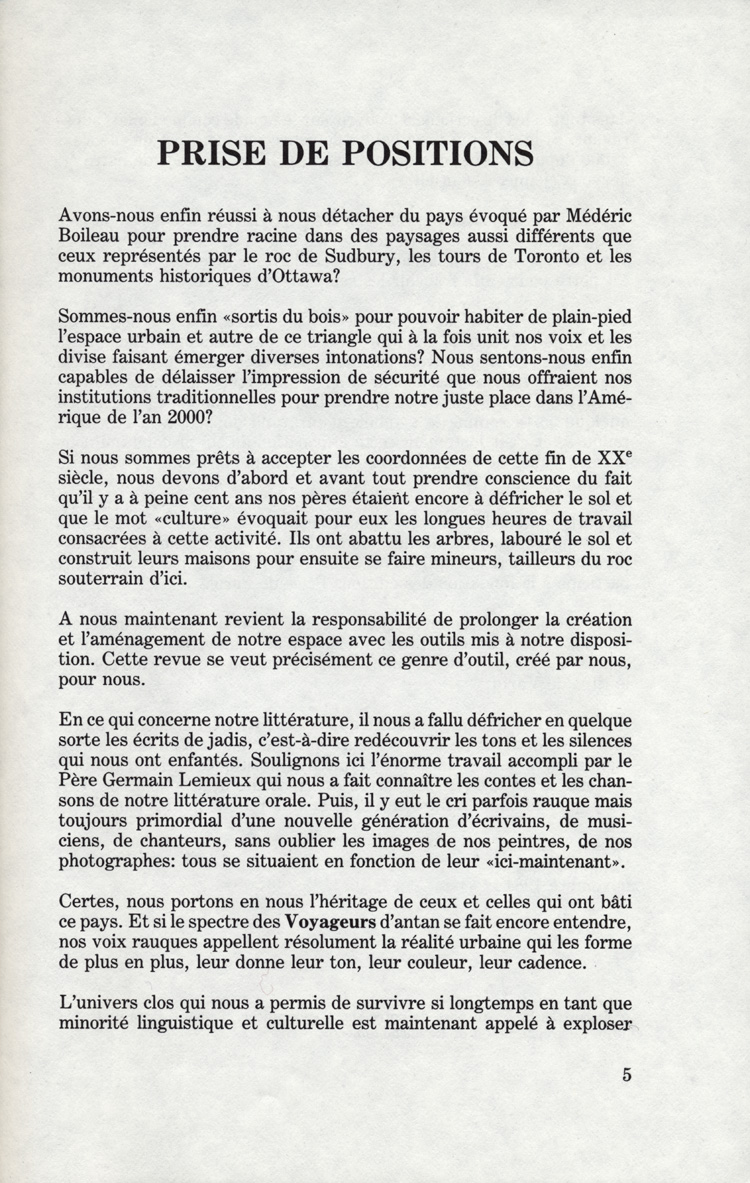 &laquo; Prise de position&raquo; de Michel Dallaire et Gaston Tremblay