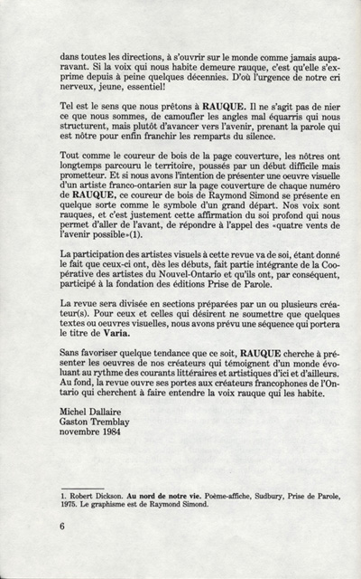 &laquo; Prise de position&raquo; de Michel Dallaire et Gaston Tremblay