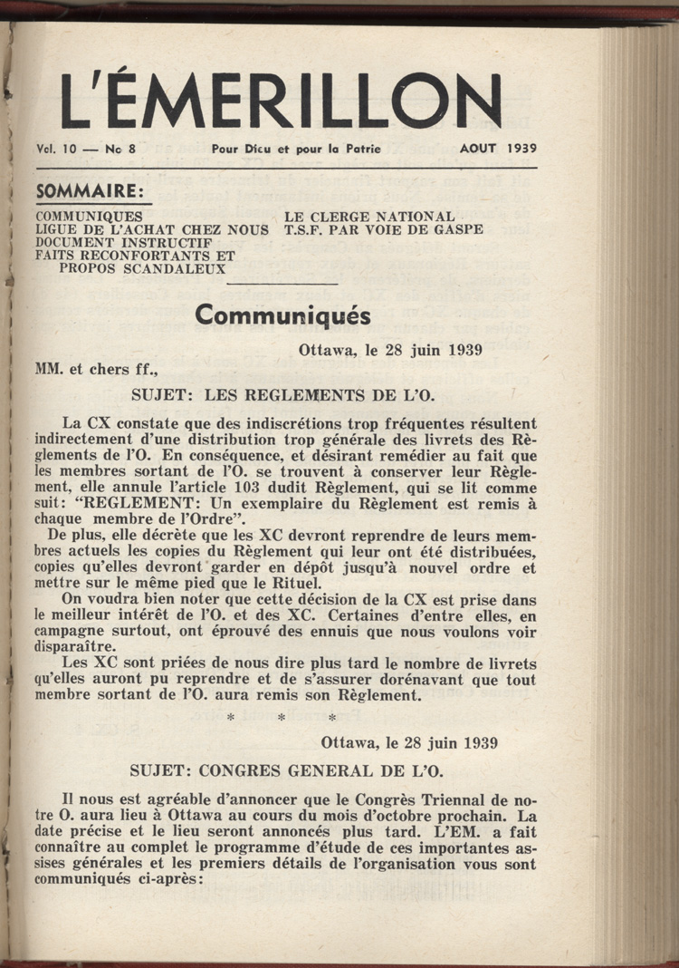 Premi&egrave;re page du journal L'&Eacute;merillon