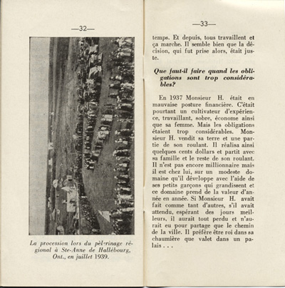 Reproduction de la trente-deuxi&egrave;me page et de la trente-troisi&egrave;me page de D&eacute;couvrons le Nord-Ontario par le r&eacute;v&eacute;rend J. Payette pr&ecirc;tre, d&eacute;crivant les r&eacute;gions de Cochrane et de Hearst, d&eacute;cembre 1939.