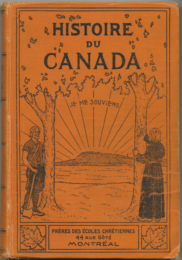 Reproduction de la page couverture de L’histoire du Canada par les Fr&egrave;res des &eacute;coles chr&eacute;tiennes, 1914.