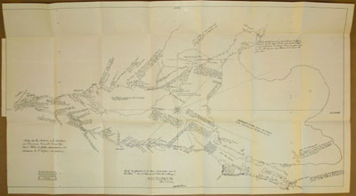 Reproduction d’une copie de la carte des Grands Lacs, dress&eacute;e en 1670 par le sulpicien Ren&eacute; de Br&eacute;hant de Galin&eacute;e, 1882.
