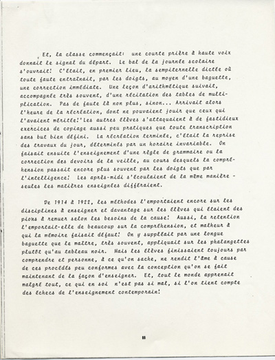 Reproduction de la quatre-vingt-huiti&egrave;me page du t&eacute;moignage de Arthur Godbout intitul&eacute; La vie d’un &eacute;l&egrave;ve &agrave; l’&eacute;cole Guigues, de 1914 &agrave; 1922 (R&eacute;trospective), 1979.